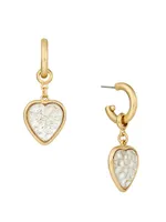 Disco 24K-Gold-Plated & Glass Heart Drop Earrings