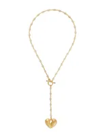 Josie 24K-Gold-Plated & Crystal Puffy Heart Pendant Necklace