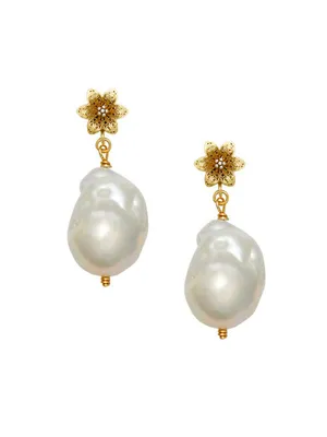 Lily 24K-Gold-Plated & Baroque Freshwater Pearl Drop Earrings