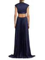 Alejandra Pleated Cut-Out Gown