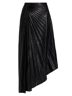 Tracy Faux-Leather Pleated Maxi Skirt