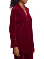 Long-Sleeve Velvet Blouse