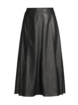 Vera Faux Leather Midi-Skirt