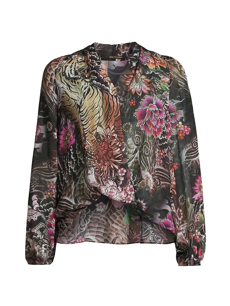 Robin Floral Balloon-Sleeve Blouse