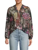 Robin Floral Balloon-Sleeve Blouse