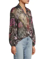 Robin Floral Balloon-Sleeve Blouse