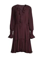 Collin Long-Sleeve Ruffle Dress