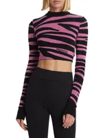Wool-Blend Zebra Cropped Sweater