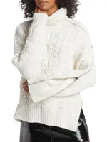 Cable-Knit Zip Turtleneck Sweater