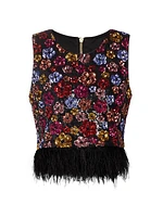 Murakami Sequined Floral Crop Top