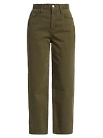 Twill High-Rise Barrel Pants