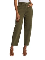 Twill High-Rise Barrel Pants