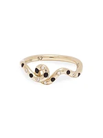 Wave Polka Dots Goldtone, Enamel & 0.09 TCW Diamond Ring