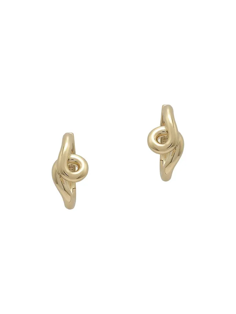 Single Wave Goldtone Hoop Earrings