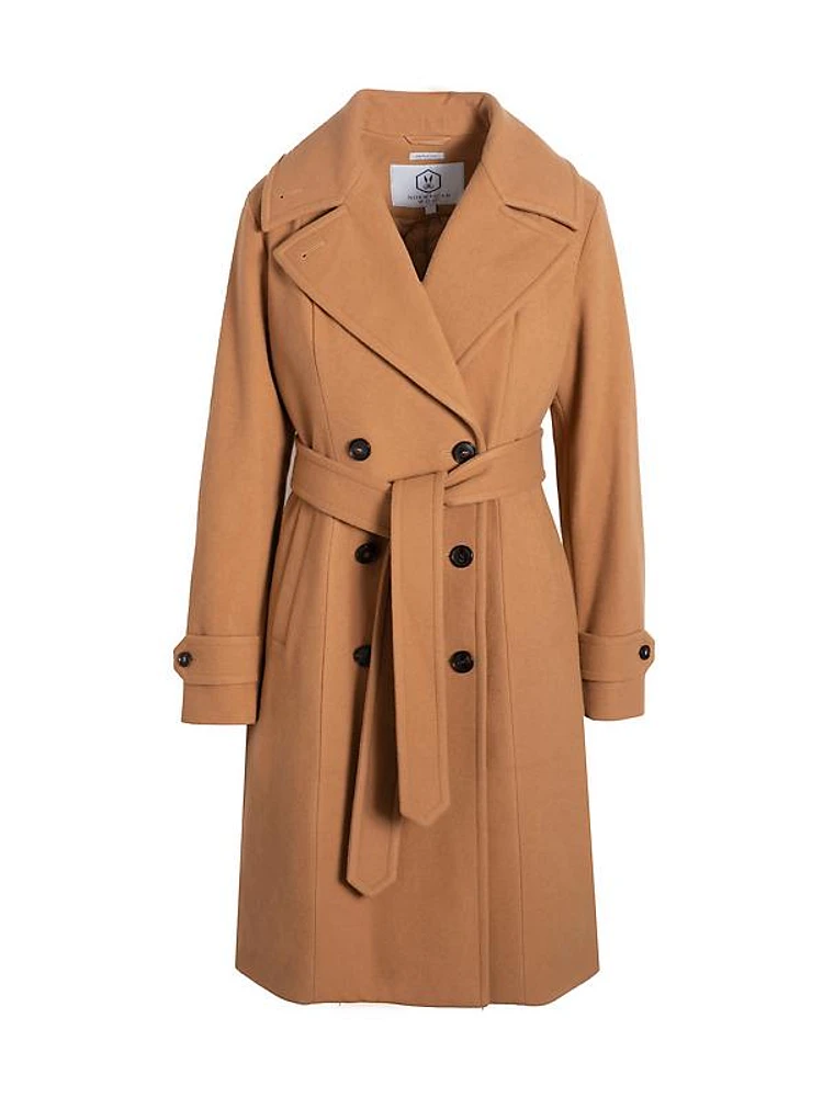 Wool-Blend Double-Breasted Down Coat