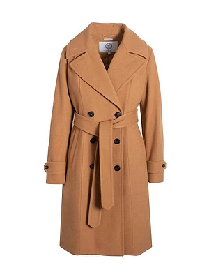 Wool-Blend Double-Breasted Down Coat