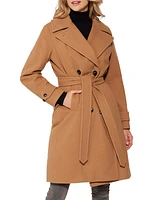 Wool-Blend Double-Breasted Down Coat