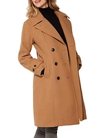 Wool-Blend Double-Breasted Down Coat