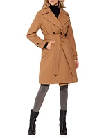 Wool-Blend Double-Breasted Down Coat