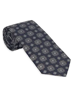 Silk Tie With Floral Design
