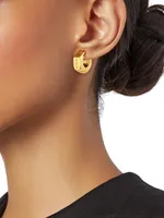 Greca Goldtone Huggie Hoop Earrings
