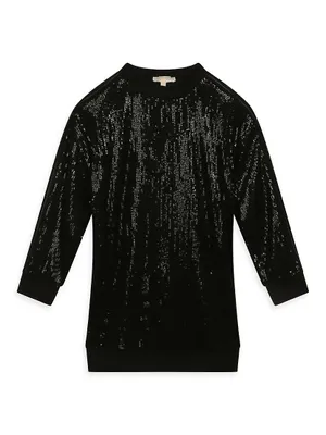 Little Girl's & Sequined Long-Sleeve Dress