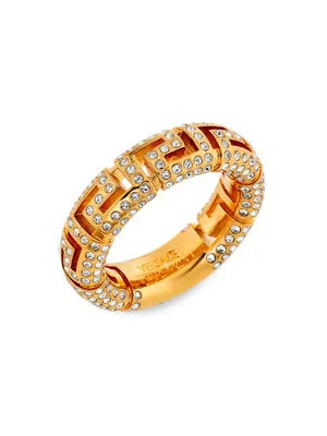 Goldtone & Glass Crystal Greca Ring