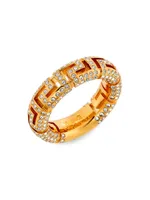 Goldtone & Glass Crystal Greca Ring