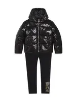 Little Girl's & Sequined Puffer Jacket