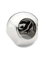 Silvertone Domed Logo Ring