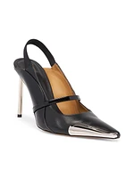 Allen 100MM Leather Slingback Stiletto Heels