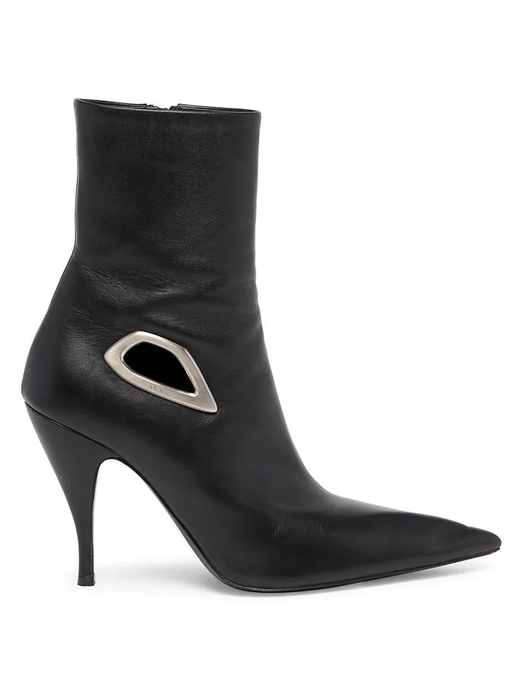 Crescent 100MM Leather Stiletto Booties