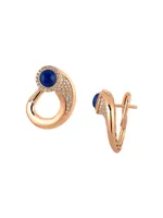 Tropica 18K Rose Gold, 0.49 TCW Diamond & Lapis Lazuli Hoop Earrings