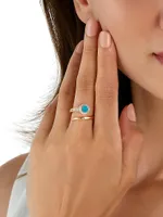 Tropica 18K Rose Gold, 0.18 TCW Diamond & Turquoise Bypass Ring