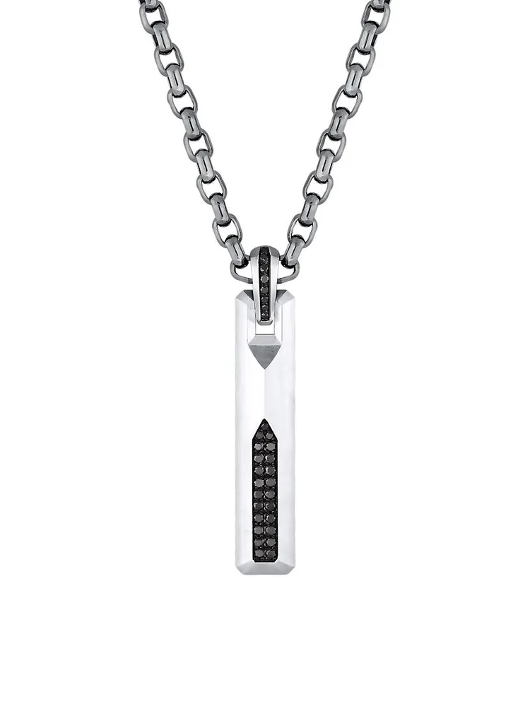 Guard Of Men Sterling Silver & 0.28 TCW Black Diamond Pendant Necklace