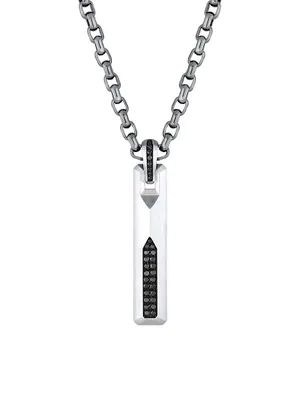Guard Of Men Sterling Silver & 0.28 TCW Black Diamond Pendant Necklace