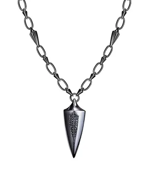Guard Of Men Sterling Silver & 0.44 TCW Diamond Arrow Pendant Necklace