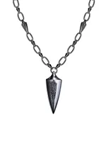 Guard Of Men Sterling Silver & 0.44 TCW Diamond Arrow Pendant Necklace