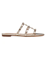 Rockstud Flat Metallic Nappa Slide Sandals