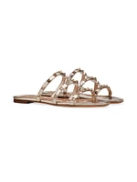 Rockstud Flat Metallic Nappa Slide Sandals