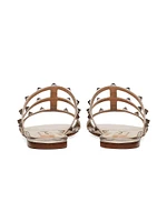 Rockstud Flat Metallic Nappa Slide Sandals