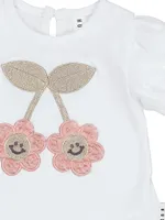 Baby Girl's, Little Girl's & Smile Flower Puff Sleeve T-Shirt
