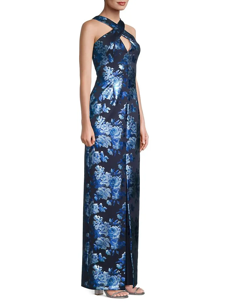 Charlene Metallic Floral Gown