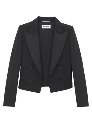 Cropped Tuxedo Blazer Grain De Poudre