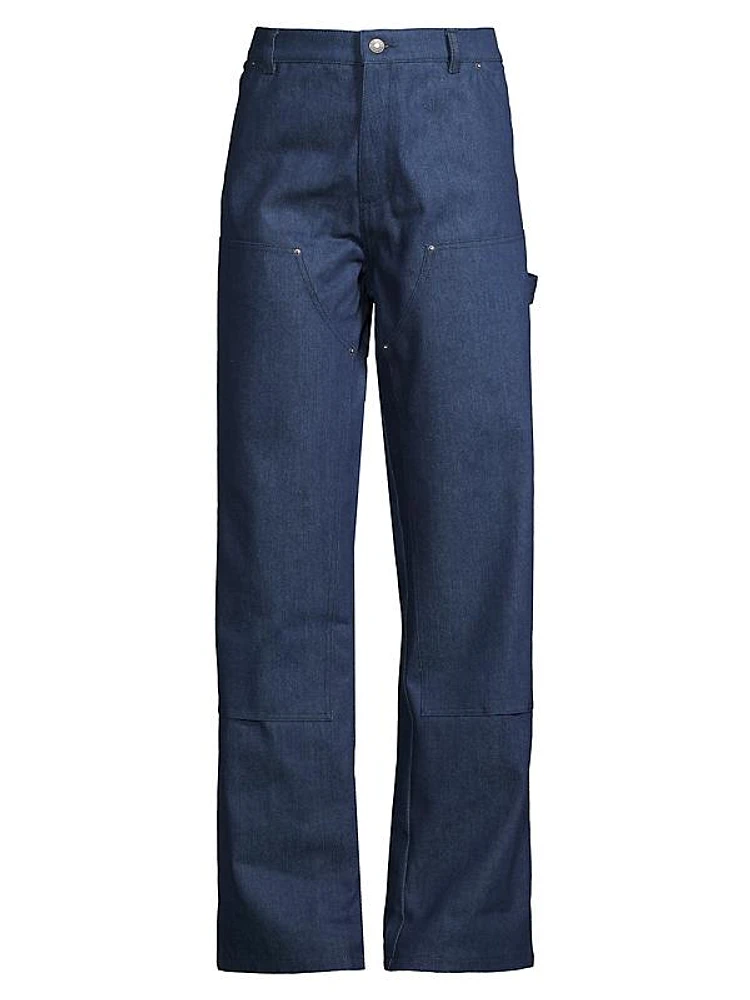 Unisex Denim Double-Knee Work Pants