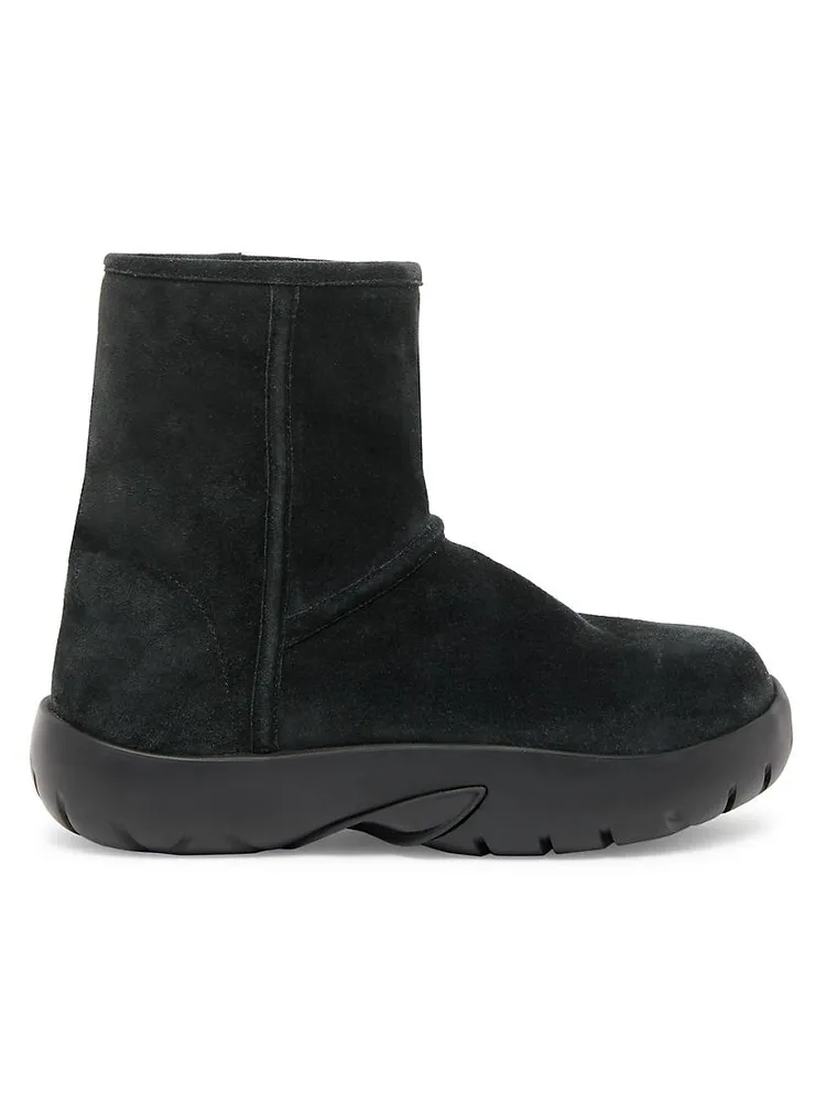 Snap Suede & Shearling Ankle Boots