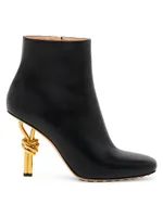 90MM Knot-Heel Leather Booties