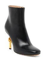 90MM Knot-Heel Leather Booties