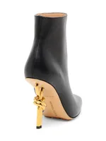 90MM Knot-Heel Leather Booties