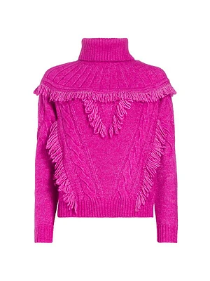 Mya Fringe Cable-Knit Sweater